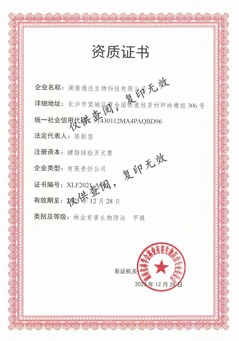 林业有害生物防治 甲级